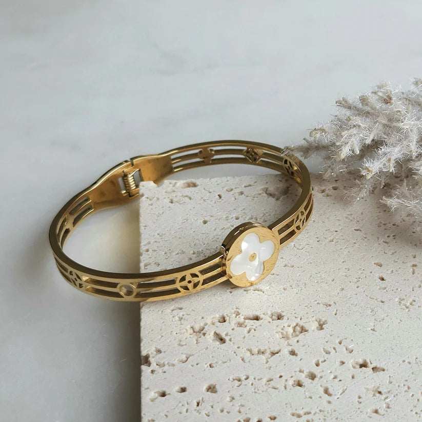 Brățară Trifoi Alb Elegant Aurie