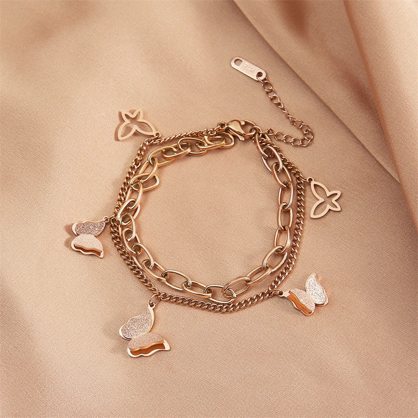 Brățară Charm Fluturi Rose