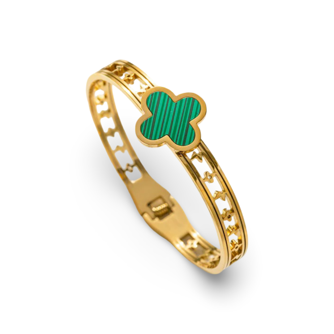 Brățară Aurie cu Trifoi Verde