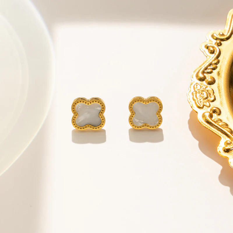 Cercei Damă Trifoi Alb