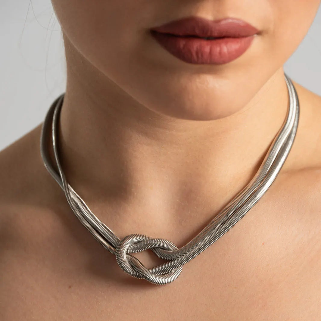 Colier Snake Twist Argintiu