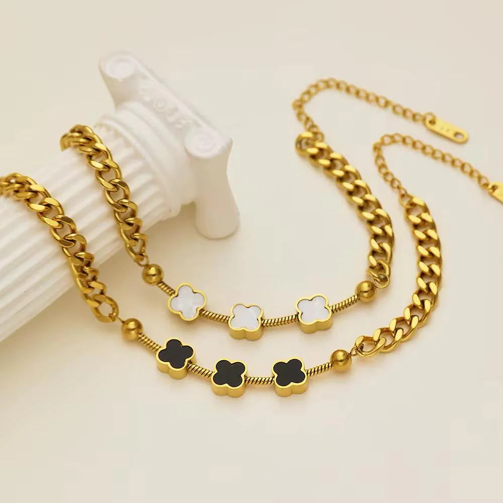 Brățară Damă Trifoi Alb Gold