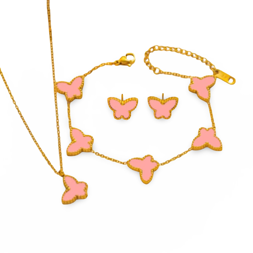 Set Fluture Roz Auriu
