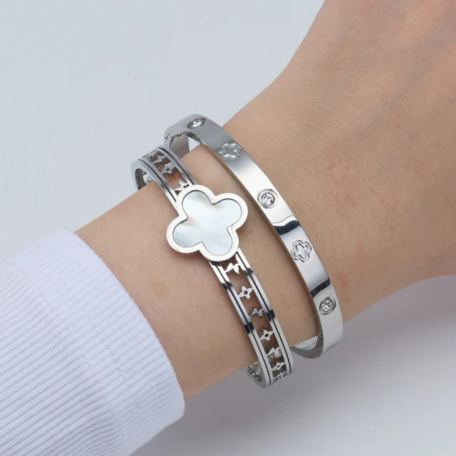 Brățară Argintie cu Trifoi Alb