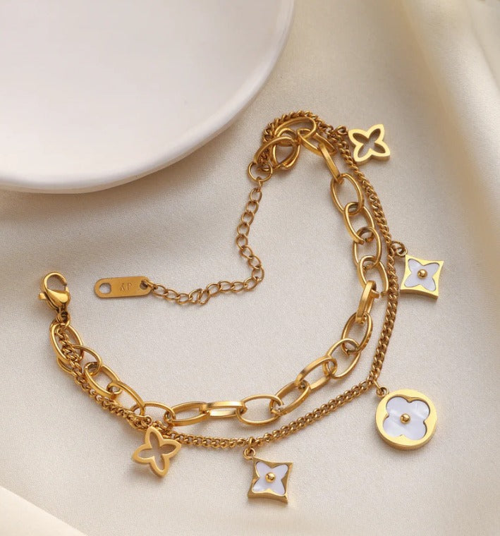 Brățară Damă Trifoi cu Zale Gold