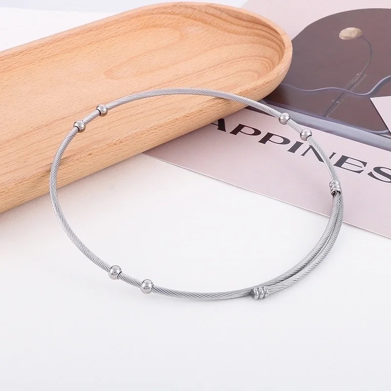 Colier Twist Cable Argintiu